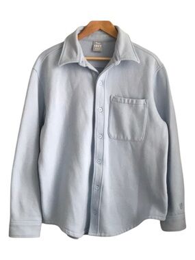 TNA | Aritzia Cozy Fleece Boyfriend Button Up Shacket Spring Layer Blue Sz 2